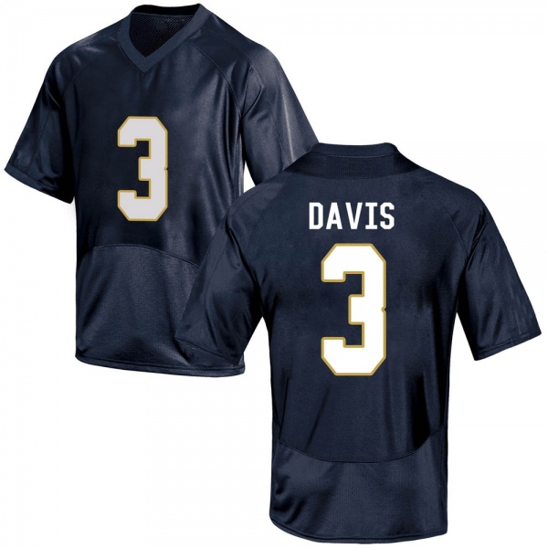 Avery Davis Notre Dame Fighting Irish NCAA Men's #3 Navy Blue Game College Stitched Football Jersey QMJ1155MC